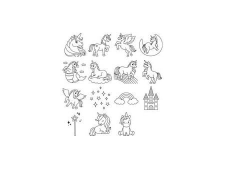 HEYDA Jeu de tampons à motif 'licorne', boîte transparente