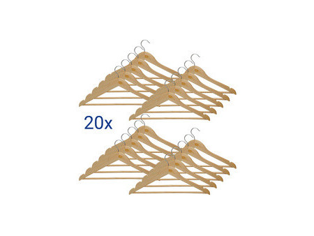 MAUL Cintre en bois MAULmira, avec barre, naturel, lot de 20