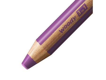 STABILO Crayon multi-talents woody 3 en 1, rond, mauve lilas
