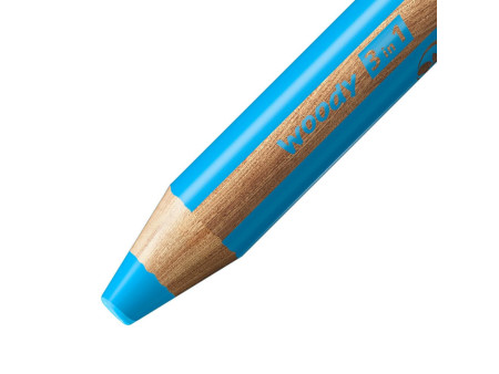 STABILO Crayon multi-talents woody 3 en 1, rond, cyan