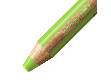 STABILO Crayon multi-talents woody 3 en 1, rond, vert clair