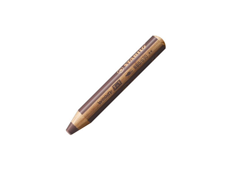 STABILO Crayon multi-talents woody 3 en 1, rond, marron