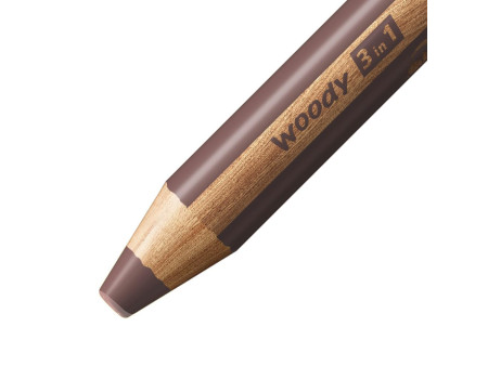 STABILO Crayon multi-talents woody 3 en 1, rond, marron