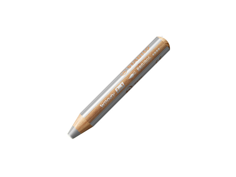 STABILO Crayon multi-talents woody 3 en 1, rond, argent