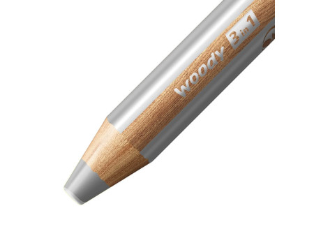 STABILO Crayon multi-talents woody 3 en 1, rond, argent