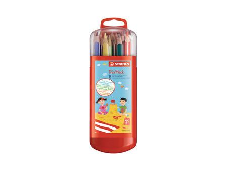 STABILO Crayon de couleur Trio long, étui malin de 15