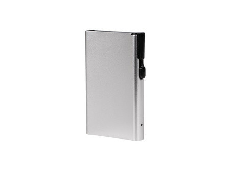 CLICKSAFE Porte-cartes avec bouton-poussoir & RFID, argent