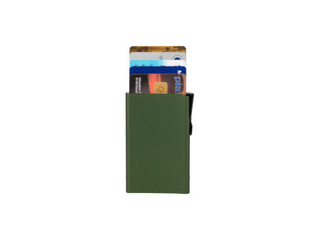 CLICKSAFE Porte-cartes avec bouton-poussoir & RFID, argent