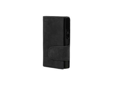 CLICKSAFE Porte-monnaie avec porte-cartes, cuir Hunter, noir