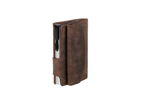 CLICKSAFE Porte-monnaie avec porte-cartes, cuir Hunter, brun