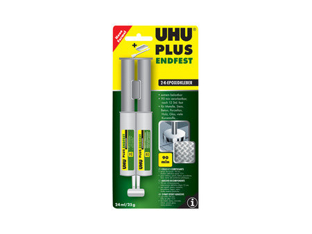 UHU Colle à 2 composants plus endfest, seringue à double