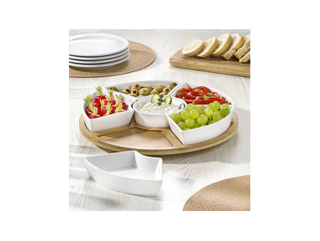 Esmeyer Set de service SUSAN, en bois/porcelaine, 7 pièces