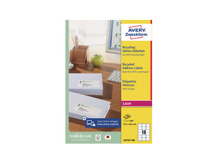 AVERY Zweckform Étiquette d'adresse recyclée, 63,5 x 38,1 mm