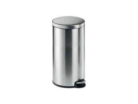 DURABLE Poubelle à pédale en acier inox., rond, 30 l, argent