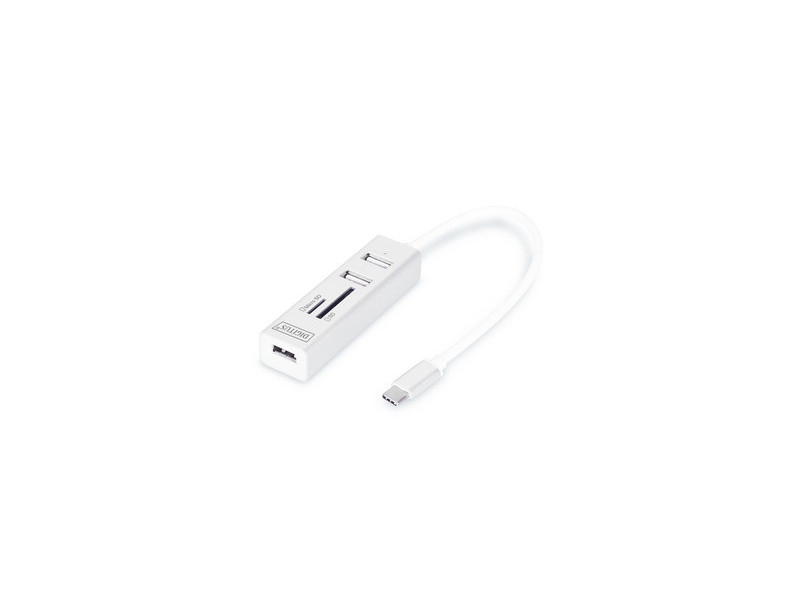 DIGITUS Hub USB-C stéréo OTG 3 ports / lecteur de cartes SD