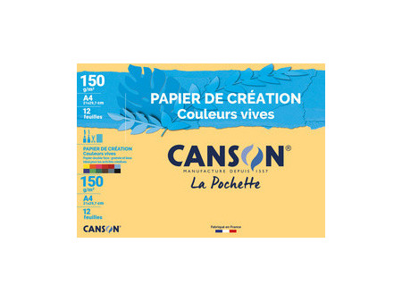 CANSON Papier de création, A4, 150 g/m2, couleurs vives