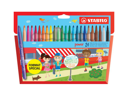 STABILO Feutre power, rond, étui en carton de 18