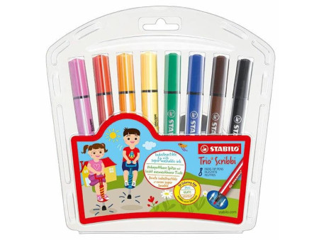 STABILO Feutre Trio Scribbi, étui en carton de 8