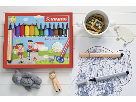 STABILO Feutre Trio Scribbi, étui en carton de 8