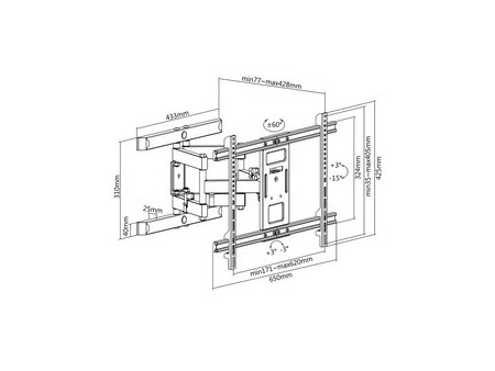 LogiLink Support mural pour TV Full Motion, pour 93,98 cm