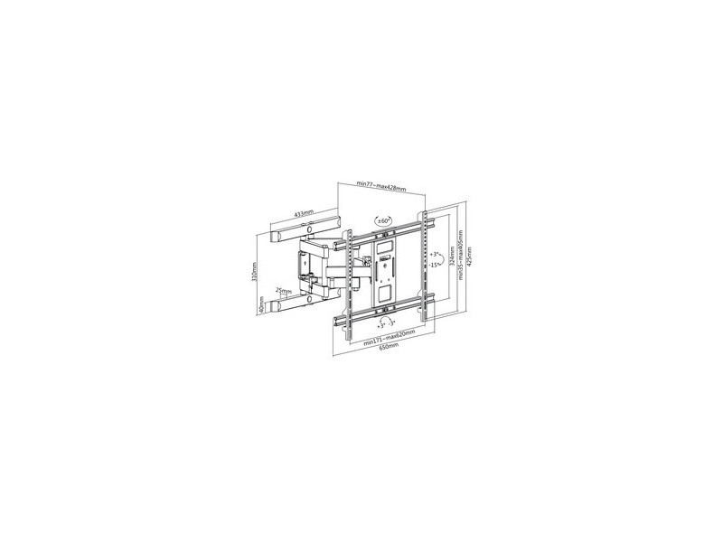 LogiLink Support mural pour TV Full Motion, pour 93,98 cm