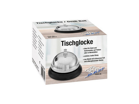 WEDO Cloche de table, sonnette en métal, socle noir