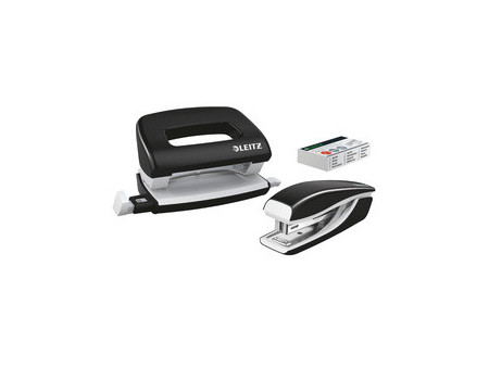 LEITZ Kit mini agrafeuse et perforateur Nexxt WOW, noir