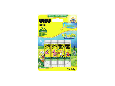 UHU Bâton de colle stic ReNATURE Bob l'éponge, 4 x 8,2 g