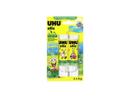 UHU Bâton de colle stic ReNATURE Bob l'éponge, 2 x 21 g