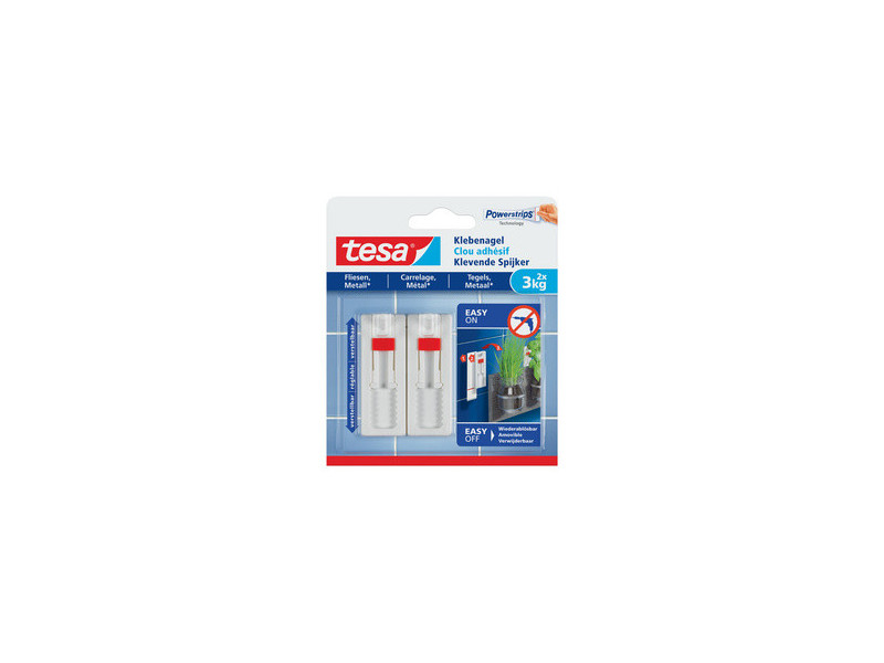 tesa Powerstrips Clou adhésif pour carrelage et métal, 4,0
