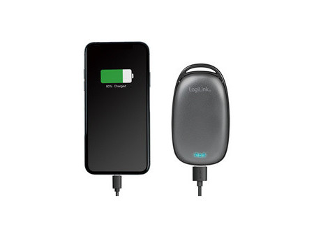 LogiLink Powerbank & chauffe-mains, 4.000 mAh, gris