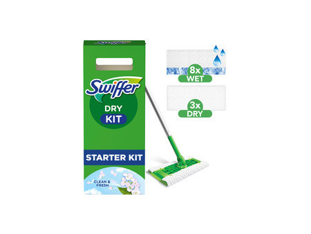 Swiffer Kit de démarrage balai, serpillères humides/sèches