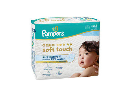 Pampers Lingette humide aqua soft touch, pack de 3