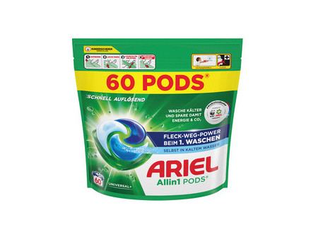 ARIEL Lessive capsules All-in-1 Universal+, 60 lavages