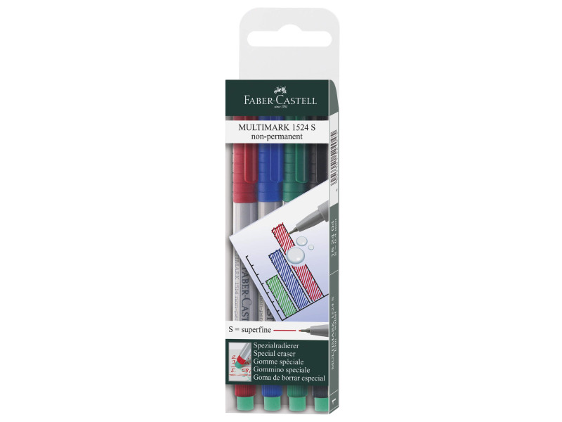 FABER-CASTELL Marqueur NonPermanent MULTIMARK S, étui de 4