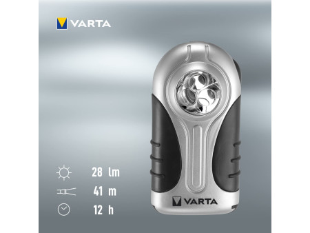 VARTA Lampe de poche 'LED Silver Light', avec 3 piles AAA