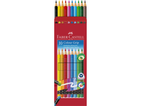 FABER-CASTELL Crayons de couleur gommable avec grip, étui