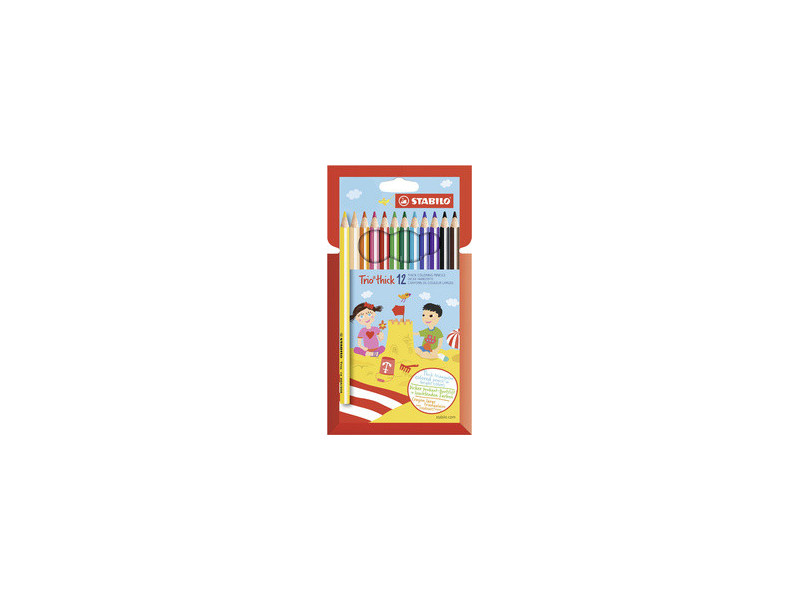 STABILO Crayon de couleur Trio long, corps large, étui de 18
