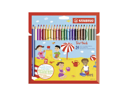 STABILO Crayon de couleur Trio long, corps large, étui de 18