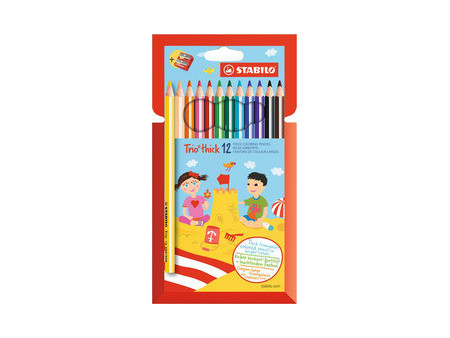 STABILO Crayon de couleur Trio long, corps large, étui de 18