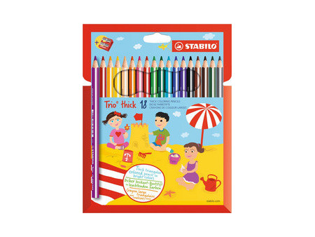 STABILO Crayon de couleur Trio long, corps large, étui de 18