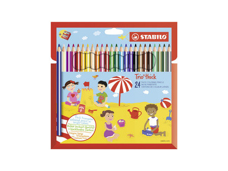 STABILO Crayon de couleur Trio long, corps large, étui de 18