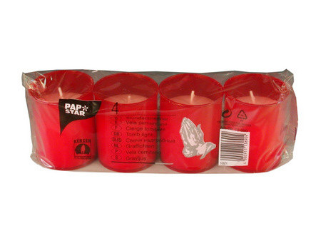 PAPSTAR Photophore tombal 'cierge tombale', rouge