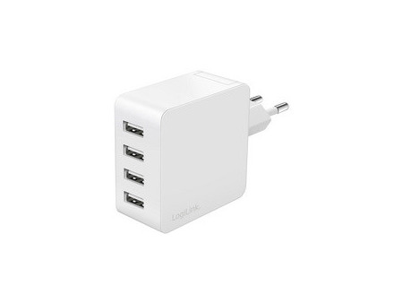 LogiLink Chargeur secteur USB, 4x USB-A, 24 watts, noir