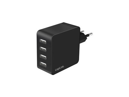 LogiLink Chargeur secteur USB, 4x USB-A, 24 watts, blanc