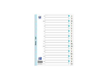 ELBA Intercalaires en plastique, A-Z, A4, 20 touches, blanc