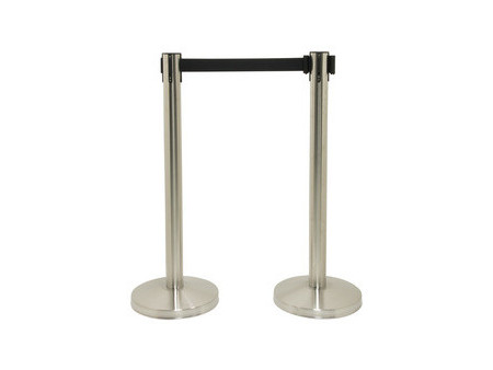 Securit Set de 2 poteaux de guidage RETRACTABLE, chrome/noir