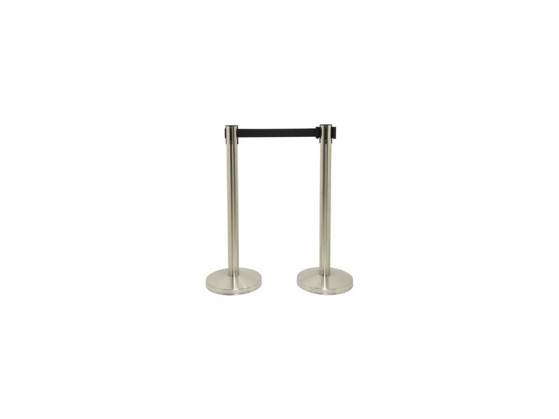 Securit Set de 2 poteaux de guidage RETRACTABLE, chrome/noir