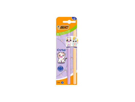 BIC Stylo à bille Cristal Pastel Figurines, lilas & rouge