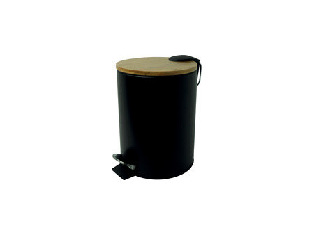 helit Poubelle à pédale 'the bamboo', 3 litres, noir
